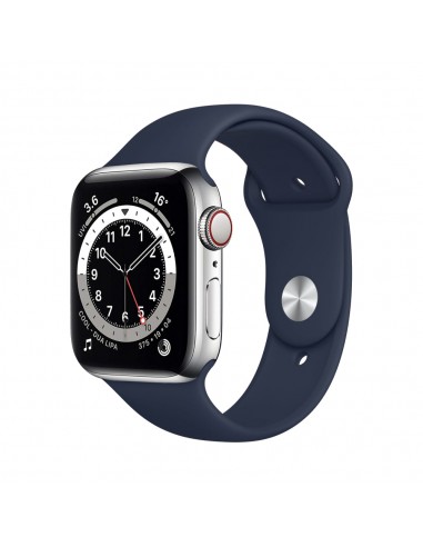 Apple Watch Series 6 Boîtier en acier inoxydable 44mm - Argent Véritable concentré